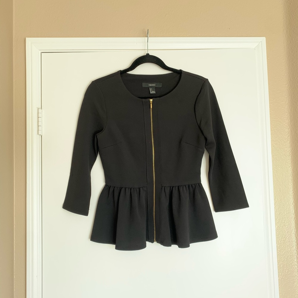 Peplum Zip-up Blouse